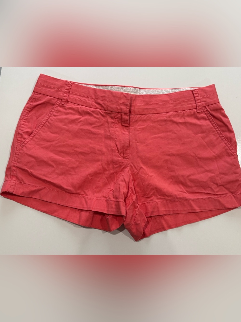 J.Crew Broken-In Chino Shorts Womens 8 coral 100% Cotton Twill Pockets Button